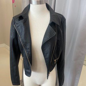 Black Leather Jacket with gold embellishments